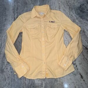 Cutter & Buck Women's XS LSU Tigers Embroidered Pinstripe Button Down Shirt